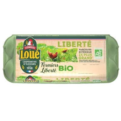 Loué Oeufs bio fermier calibre moyen, 10 oeufs