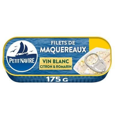 Petit Navire Filets de Maquereaux Vin Blanc Citron / Romarin, 175g
