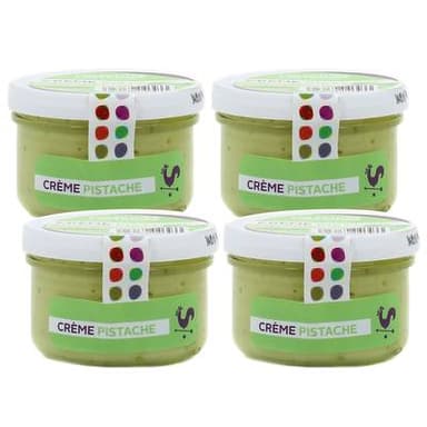 Les Petites Laiteries Petit Pot de Crème Pistache - Lait de vache pasteurisé, Lot de 4x100g