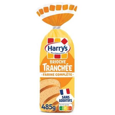 Harrys Brioche Tranchée à la Farine Complète, Sans Additifs, 485g