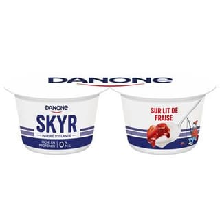 Danone Du Monde Skyr nature sur lit de fraise 0%mg, 2x145g