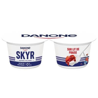 Danone Du Monde Skyr nature sur lit de fraise 0%mg, 2x145g