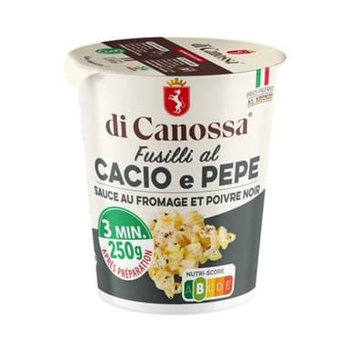 Di Canossa Fusilli Sauce Fromage et Poivre en cup - Fusilli al Cacio e pepe, 70g