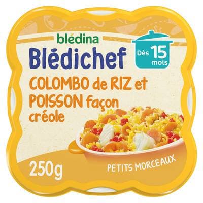 Blédina - Blédi'chef Plat colombo de Riz et Poisson Assiette Bébé Dès 15 mois, 250g