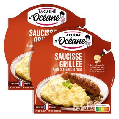 La Cuisine d'Océane Saucisse grillée et purée de pomme de terre, Lot de 2x300g