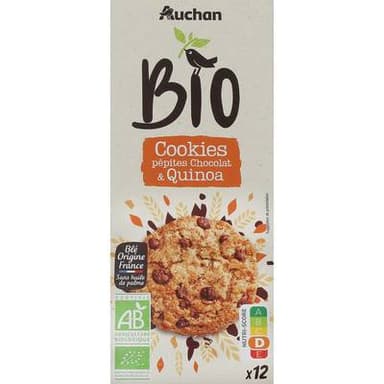 Auchan BIO Cookies pépites de chocolat et quinoa bio x12, 175g