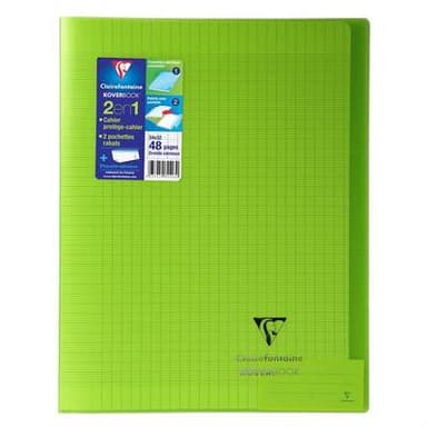 Clairefontaine Cahier Kover Book 24 x 32 cm grands carreaux vert translucide, 48  pages