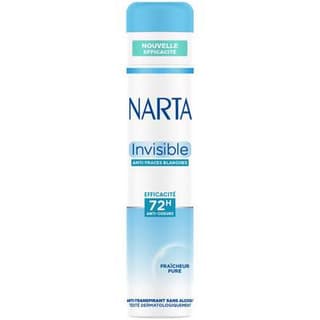 Narta Déodorant Invisible Anti-Traces Blanches Efficacité 72H Anti-Odeurs Fraîcheur Pure, 200ml
