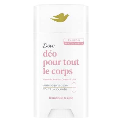 Dove Déodorant Stick Pour tout le Corps 0% Alcool Framboise et Rose, 75ml