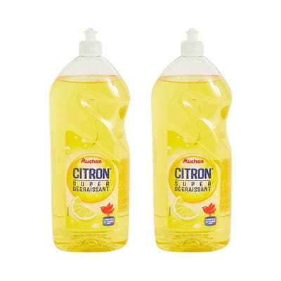 Auchan Liquide vaisselle super dégraissant citron, Lot de 2x1,5L