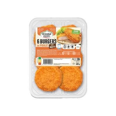 Oriental Viandes Burger de poulet halal goût rôti, 6x100g