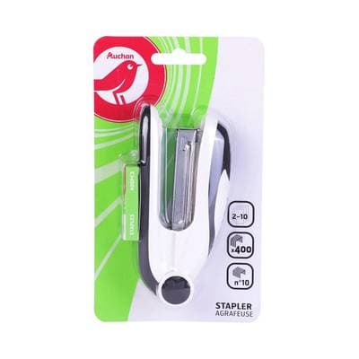Auchan Agrafeuse pocket et agrafes N°10, 1 agrafeuse + 400 agrafes N°10