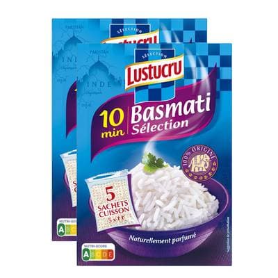 Lustucru Riz Basmati 10 min Naturellement Parfumé Sachet Cuisson, Lot de 2 - 5x180g