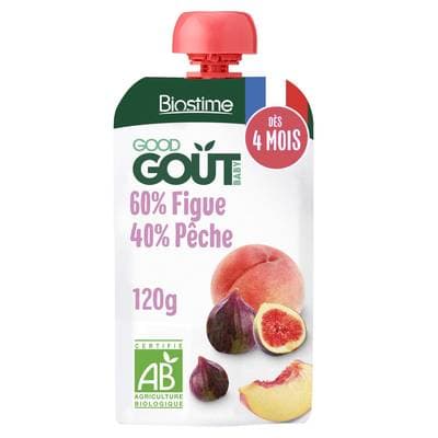 Good Goût Figue Pêche Bébé Gourde bébé dès 4 mois, 120g