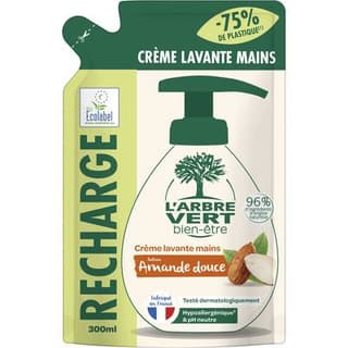L'Arbre Vert Bien-Etre Recharge crème lavante hydratante mains aux extraits d'Amande Douce, 300ml