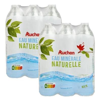 Auchan Eau minérale naturelle, Lot de 2 - 6x1L
