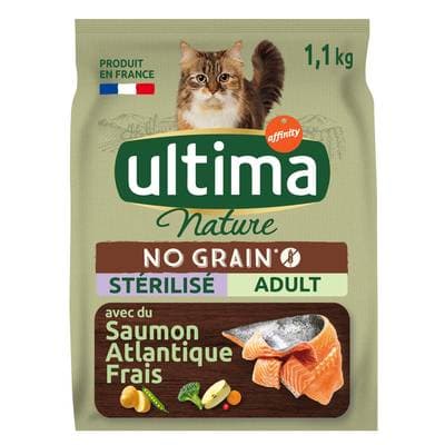 Affinity - Ultima Nature Croquettes Saumon sans Céréales pour chat adulte stérilisé, 1,1kg