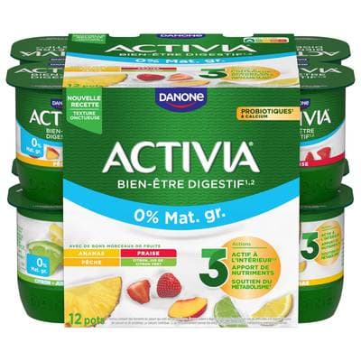 Activia Yaourt aux fruits 0% mg bifidus, 12x125g