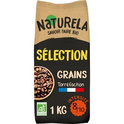 Naturela Café en grains pur arabica bio, 1kg