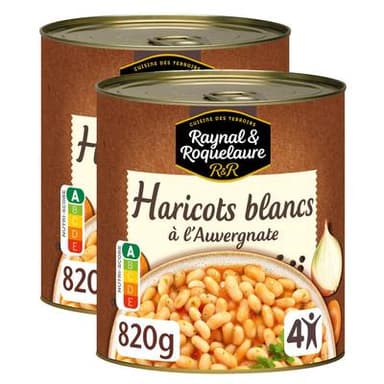 Raynal et Roquelaure Haricots blancs cuisinés à l'Auvergnate, Lot de 2x820g