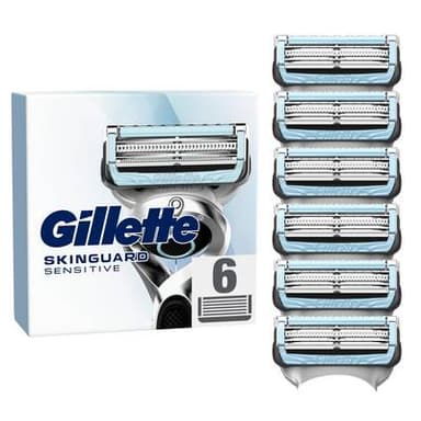 Gillette Lames de rasoir Pour Homme Skinguard Sensitive Aloe Vera, 6 lames