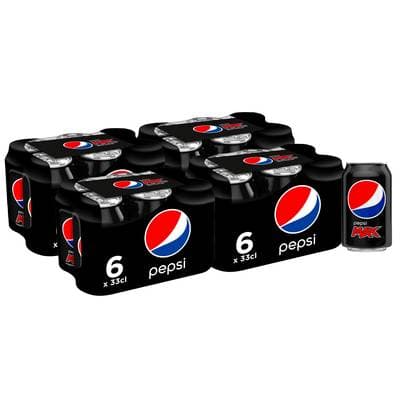 Pepsi Soda cola zéro sucres, Lot de 4x6x33cl