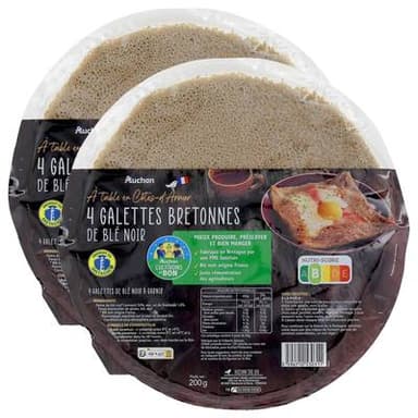Auchan Galettes Bretonnes au Blé Noir, Lot de 2x200g