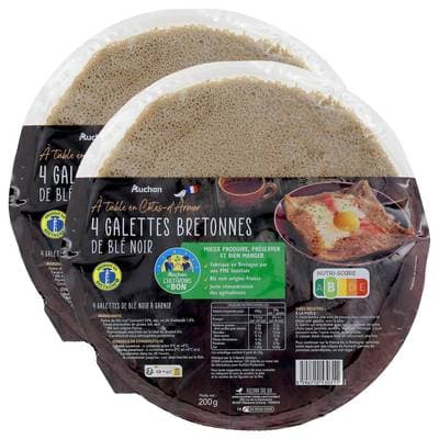 Auchan Galettes Bretonnes au Blé Noir, Lot de 2x200g