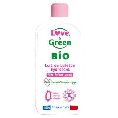 Love & Green Lait de toilette hydratant bébé Bio, 500ml