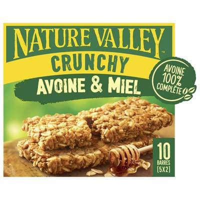 Nature Valley Barre de céréeales Avoine et miel crunchy, 10 barres
