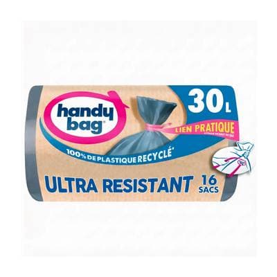 Handy Bag Sac poubelle lien Ultra 30L, 16 sacs poubelles