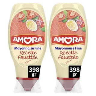 Amora Mayonnaise fine recette fouettée en Flacon Souple Squeeze Top Down, Lot de 2x398g
