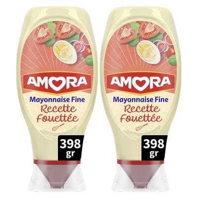 Amora Mayonnaise fine recette fouettée en Flacon Souple Squeeze Top Down, Lot de 2x398g