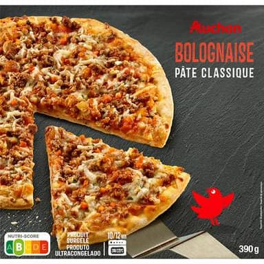 Auchan Pizza cuite sur pierre à la bolognaise, 390g