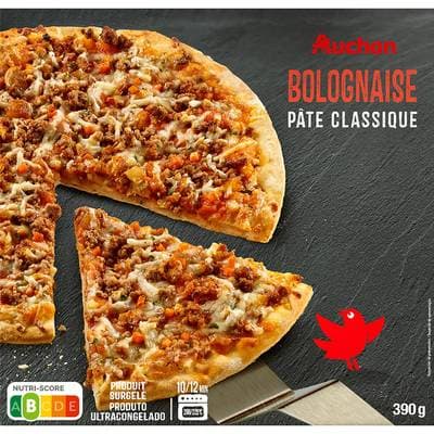 Auchan Pizza cuite sur pierre à la bolognaise, 390g