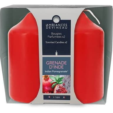 Ambiances Devineau Bougies parfumés parfum Grenade Inde, 2 pièces