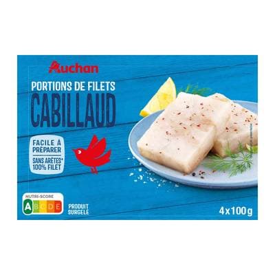 Auchan Tranche de cabillaud sans arête, 400g