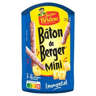 Justin Bridou Bâton de Berger Saucisson Mini Emmental, 7/8 saucissons - 80g
