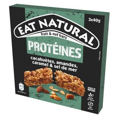 EAT NATURALS - Barre Protéines Cacahuètes, Amandes, Caramel et sel de mer