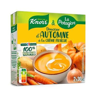Knorr & La Potagère Douceur d'Automne à la crème fraîche Soupe liquide en brique individuelle, 2x30cl