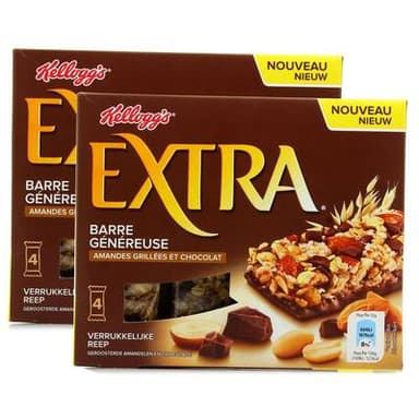 Kellogg's Barres Céréales Extra Chocolat Amandes, Lot de 2x4 barres