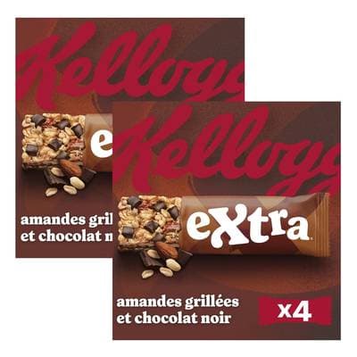 Kellogg's Barres Céréales Extra Chocolat Amandes, Lot de 2x4 barres