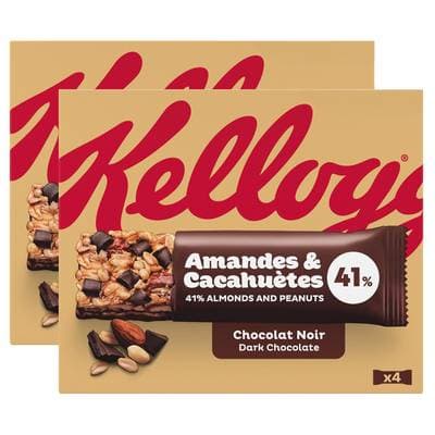 Kellogg's Barres Céréales Extra Chocolat Amandes, Lot de 2x4 barres