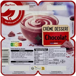 Auchan Crème dessert au chocolat, 4x125g