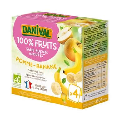 Danival Poki bio Purée pomme-banane, 4x90g