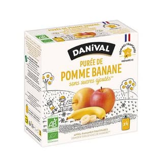 Danival Poki bio Purée pomme-banane, 4 gourdes de 90g