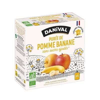 Danival Poki bio Purée pomme-banane, 4 gourdes de 90g