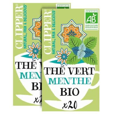 Clipper Thé Vert Menthe Bio - 20 sachets, Lot de 2x35g