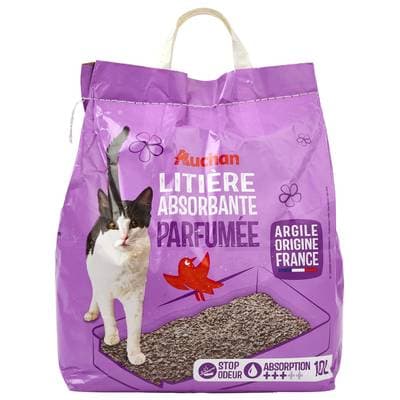 Auchan Litière Minérale Absorbante Parfumée pour Chat 9kg, 10L