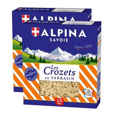 Alpina Savoie Pâtes Crozets au sarrasin, Lot de 2x400g